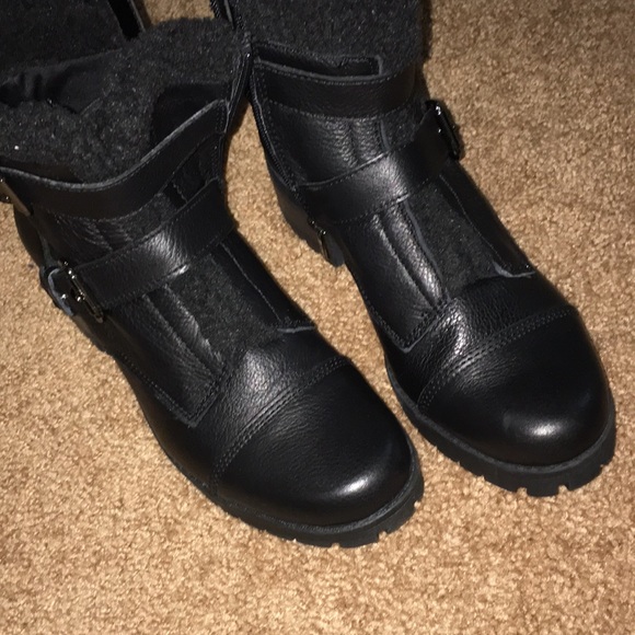 Anne Klein snow boots black leather - Picture 3 of 6